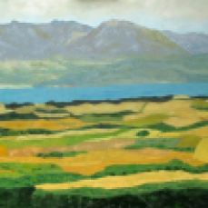 peinture de la vue sur la plaine vaudoise et le Léman depuis Pailly