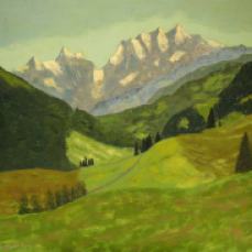 peinture de la vallée du Kiental dans les Alpes bernoises