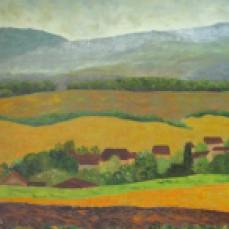 peinture du village de la Chaux et de la campagne environnante